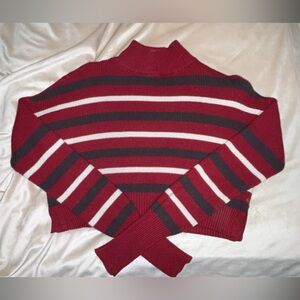 Arizona Jean Company Cropped Striped Turtleneck Sweater